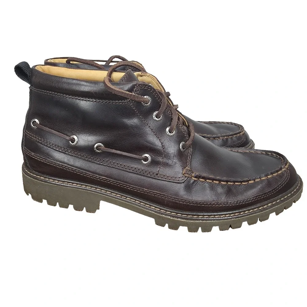 Sperry Top Sider Gold Cup Authentic Chukka Boots Men 10.5 Brown Leather Lug Sole